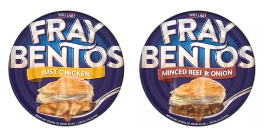 Fray Bentos Canned Pies, Just Chicken and Minced Beef & Onion Varieties.