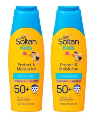 Soltan Kids Protect & Moisturise Suncare Lotion, SPF 50+, UVA Ultra, 200ml, Pack of 2