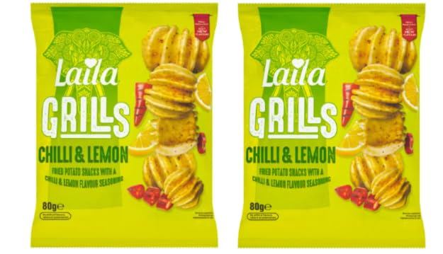 Laila Grills Chilli & Lemon Fried Potato Snacks with Chilli & Lemon Flavour Seasoning, Pack of 2