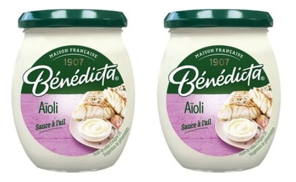 Bénédicta Aïoli Sauce à l'ail, Garlic Sauce, French Recipe, Pack of 2 Jars
