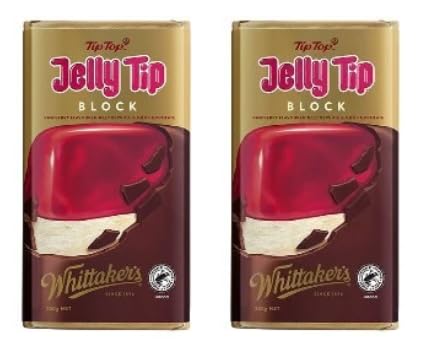Whittaker's Jelly Tip Block Chocolate, Raspberry Jelly and Vanilla Flavour, Pack of 2