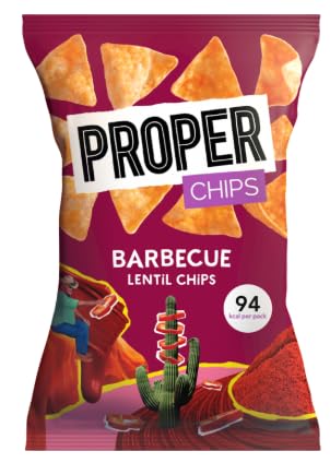 PROPER CHIPS Barbecue Lentil Chips, 94 kcal per Pack - Case of 24