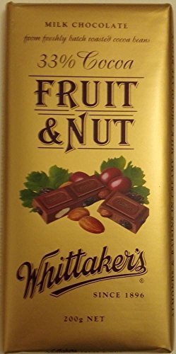Whittaker's Chocolate Block 200g (Made in New Zealand) (Fruit & Nut Milk Chocolate) by Whittakers