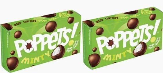 Poppets! Minty Dark Choc Mint Centres, Chocolate Confectionery, Pack of 2