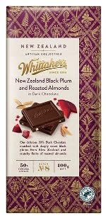 Whittaker's New Zealand Black Plum and Roasted Almonds in Dark Chocolate, 50% Cocoa, 100g Bar