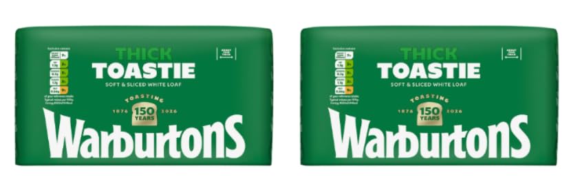 Warburtons Thick Toastie Soft & Sliced White Loaf Bread - Pack of 2