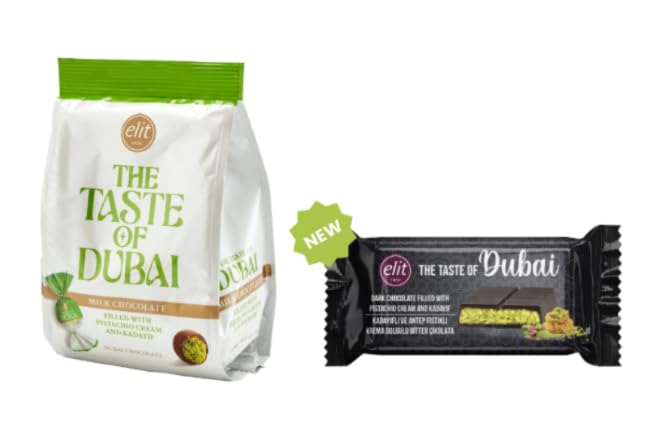 Elit The Taste of Dubai Chocolate, Filled with Pistachio Cream and Kadaifi, Milk and Dark Varieties