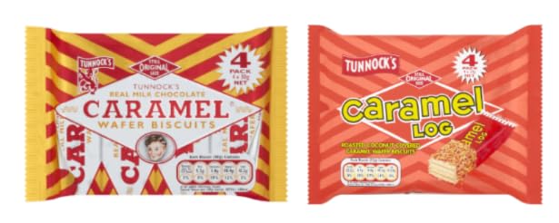 Tunnock's Caramel Wafer Biscuits and Caramel Log, Real Milk Chocolate.