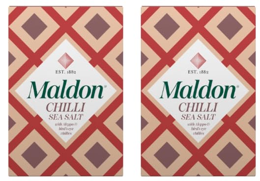 Maldon Chilli Sea Salt with Aleppo & Bird's Eye Chillies, Pack of 2