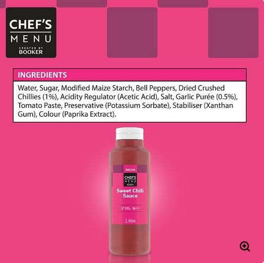 Sweet Chilli Sauce 1 Litre – Ready to Use Sauce for Dipping & Stir Fry – Chef’s Menu – Suitable for Home & Catering