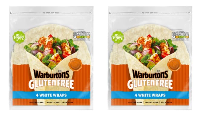 Warburtons Gluten Free White Wraps, Vegan, Wheat Free, Milk Free - Pack of 2