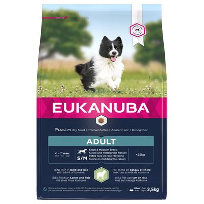 Eukanuba Small and Medium Breed Adult Dog Food Lamb and Rice (2.5kg)