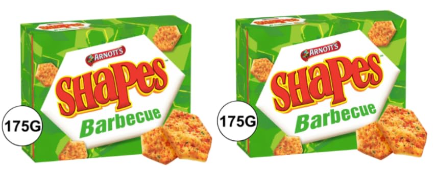 Arnott's Shapes Barbecue Flavoured Crackers, 175g - Pack of 2