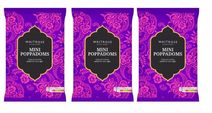 Waitrose Mini Poppadoms Sharing Snack 80g, Pack of 3