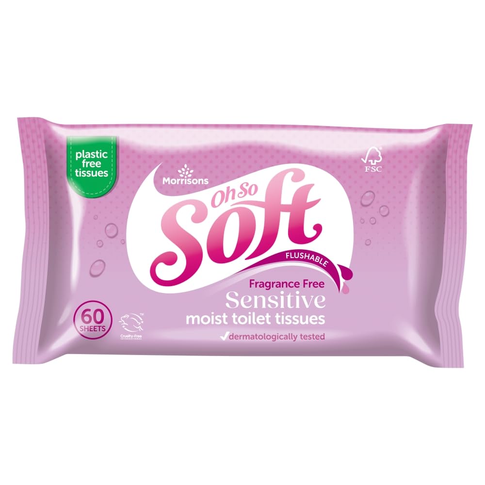 Morrisons Fragrance Free Sensitive Moist Toilet Tissue 60pk