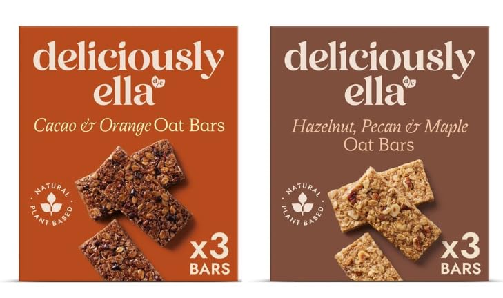 Deliciously Ella Oat Bars - Cacao & Orange 3x50g and Hazelnut, Pecan & Maple 3x50g
