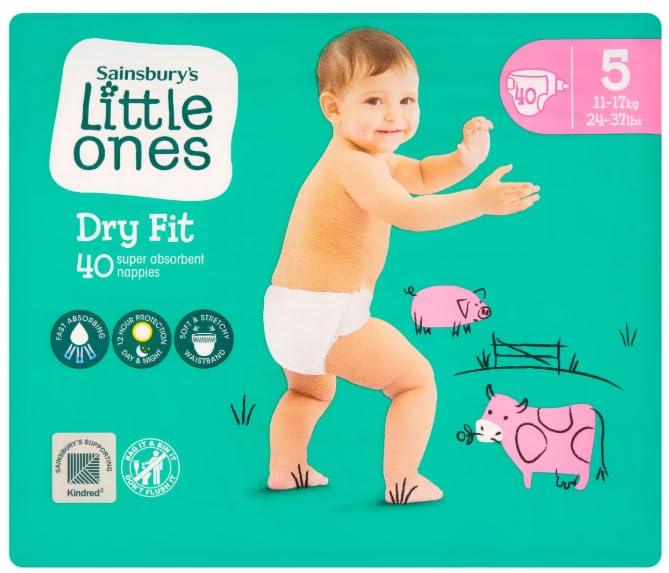 Sainsbury's Little Ones Dry Fit Size 5 Junior 40 Nappies - (Pack of 6)