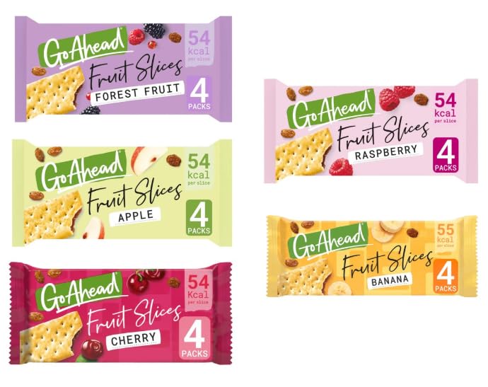 Go Ahead Fruit Slices, Variety Pack, Forest Fruit, Apple, Cherry, Raspberry, Banana.