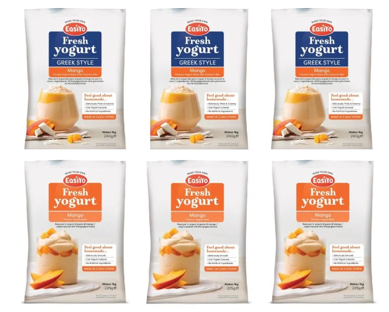 Easiyo Fresh Yogurt Mix, Mango & Greek Style Mango with Coconut Bits
