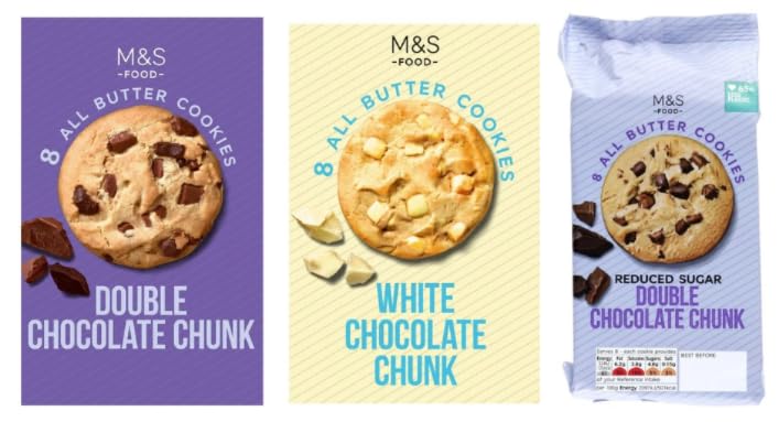 M&S Food All Butter Cookies, Double Chocolate Chunk and White Chocolate Chunk