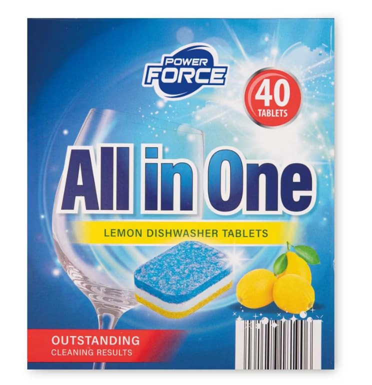 Power Force All In One Lemon Dishwasher Tablets 40 Tablets (Pack of 2)