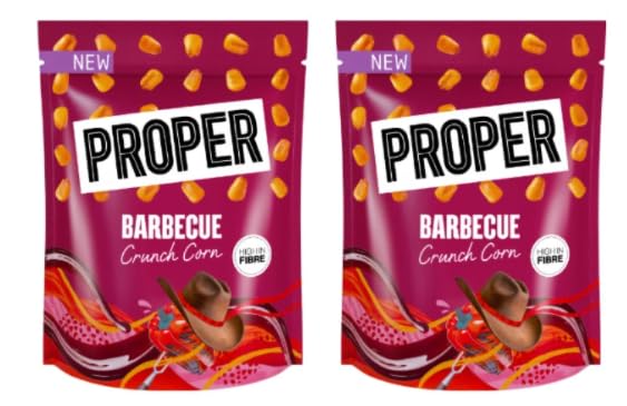 PROPER Barbecue Crunch Corn, High in Fibre, Crunchy Corn Snack - Pack of 2