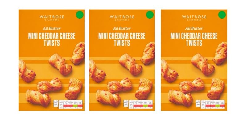 Waitrose All Butter Mini Cheddar Cheese Twists 125g, Pack of 3