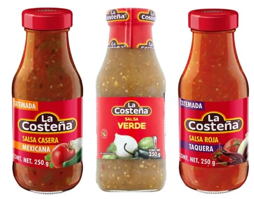La Costeña Salsa Variety Pack, Salsa Casera Mexicana, Salsa Verde, and Salsa Roja Taquera, 250g Each