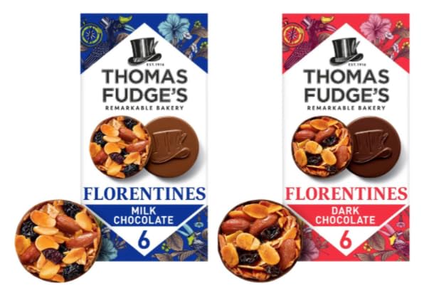 Thomas Fudge's Florentines, Milk and Dark Chocolate, 6 per Pack, Remarkable Bakery