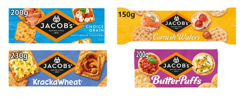 Jacob's Crackers Variety Pack, Choice Grain, KrackaWheat, Cornish Wafers, ButterPuffs