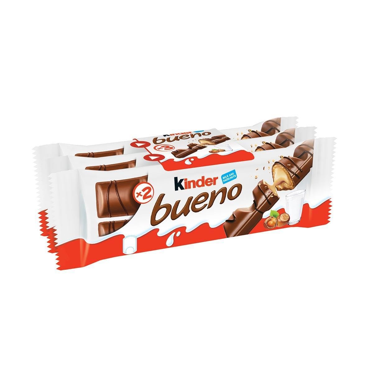 Kinder Bueno Chocolate Wafer - 43g - Pack of 3 (43g x 3 Bars)