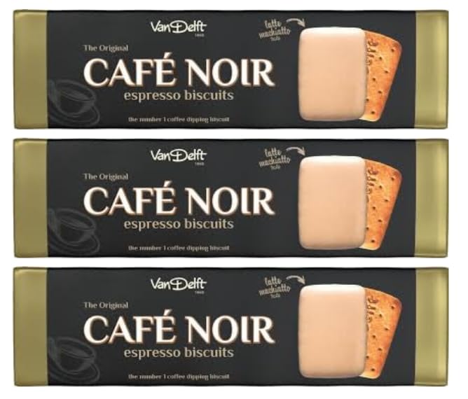 Van Delft CAFÉ NOIR Espresso Biscuits, Latte Macchiato, Coffee Dipping Biscuit, Pack of 3