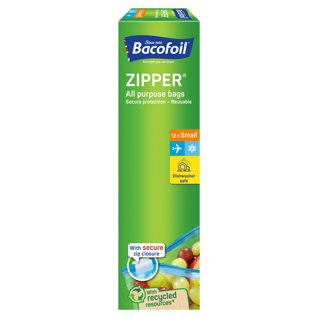 Bacofoil Zipper All Purpose Bags 12 x Small 20 x 15cm