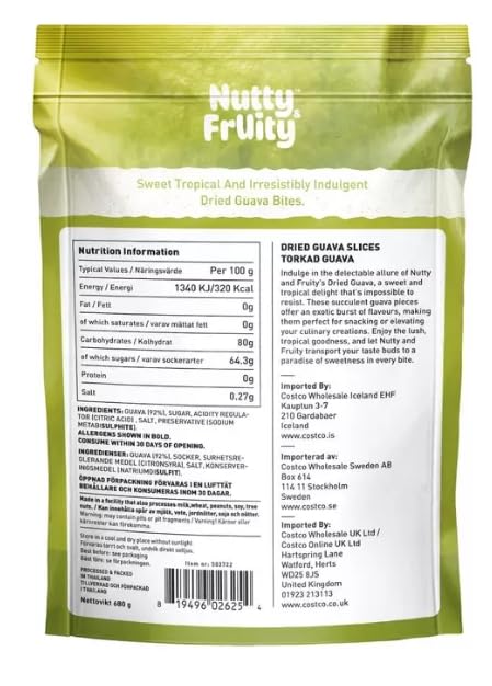 Nutty and Fruity Dried Guava Slices, 680g – Naturally Sweet and Chewy Tropical Snack, Rich in Fiber and Vitamin C, No Artificial Preservatives, Perfect for Snacking, Baking, and Smoothies