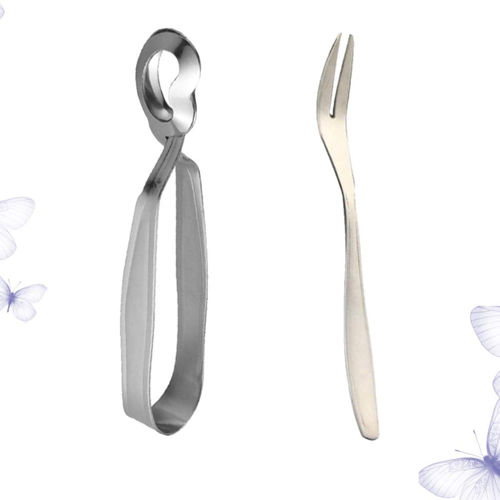 UPKOCH Escargot Dining Set Stainless Steel Escargot Tongs with Snail Fork Clip Shell Utensils Tableware for Home Restaurant 1 Set