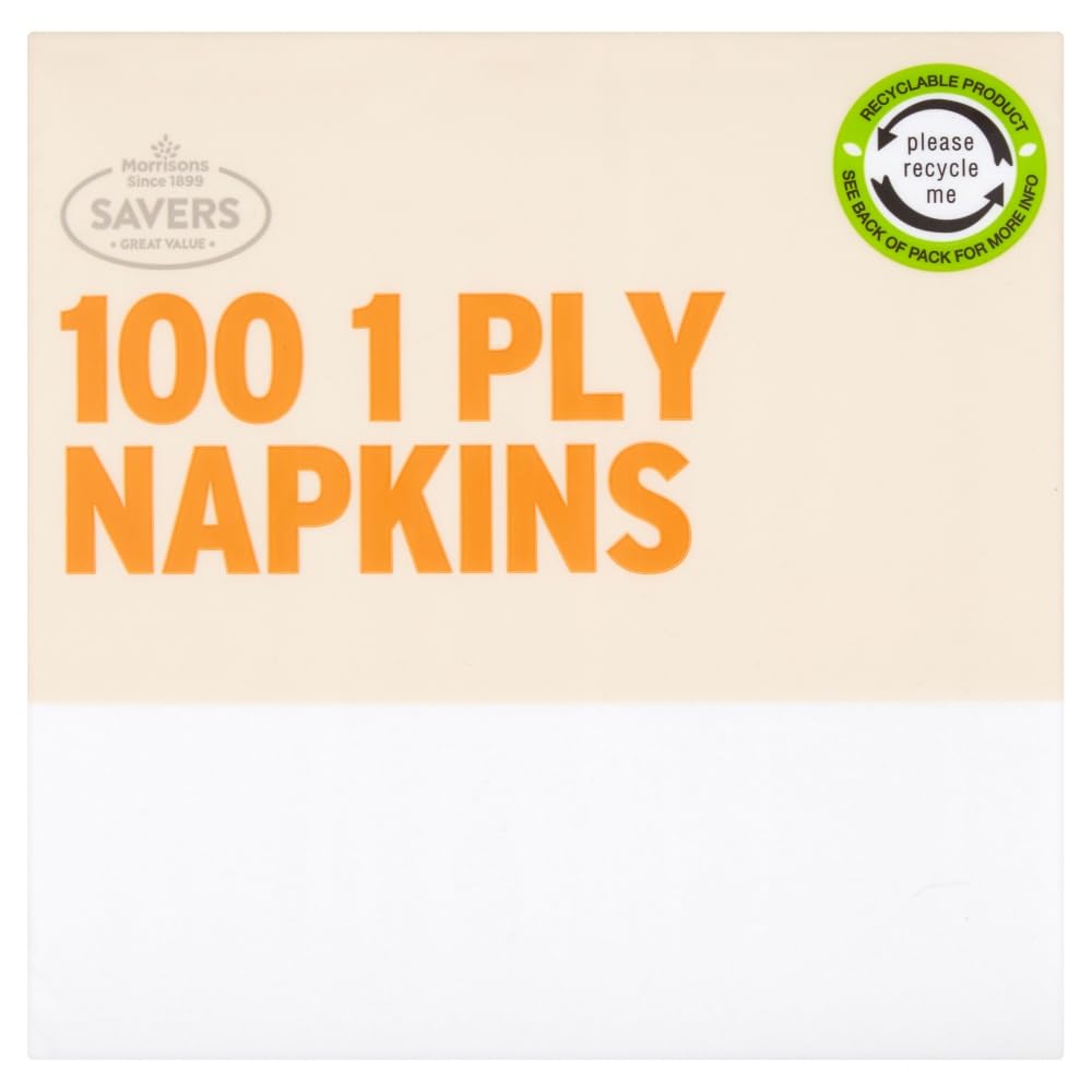 Morrisons Savers 1 Ply White Napkins, Pack of 100