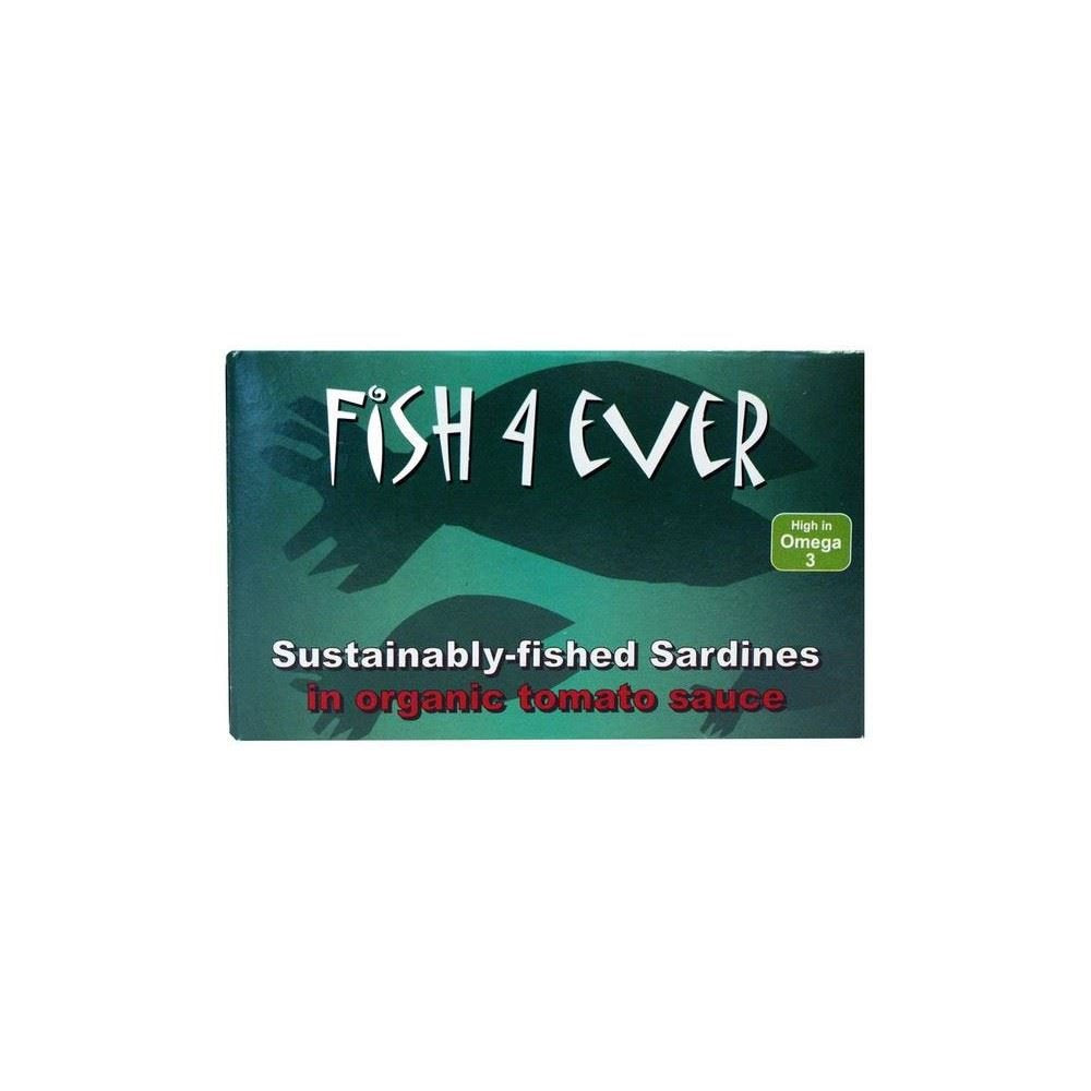 Fish 4 Ever Whole Sardines in Organic Tomato Sauce (120g) - Pack of 6