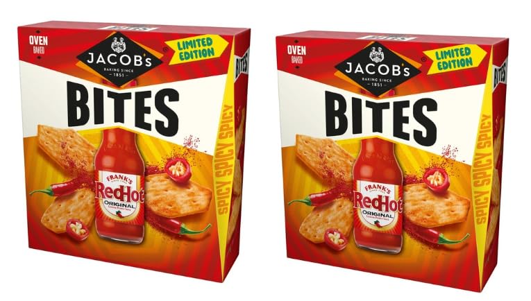 Jacob's Bites Spicy Crackers, Frank's RedHot Flavour, Pack of 2