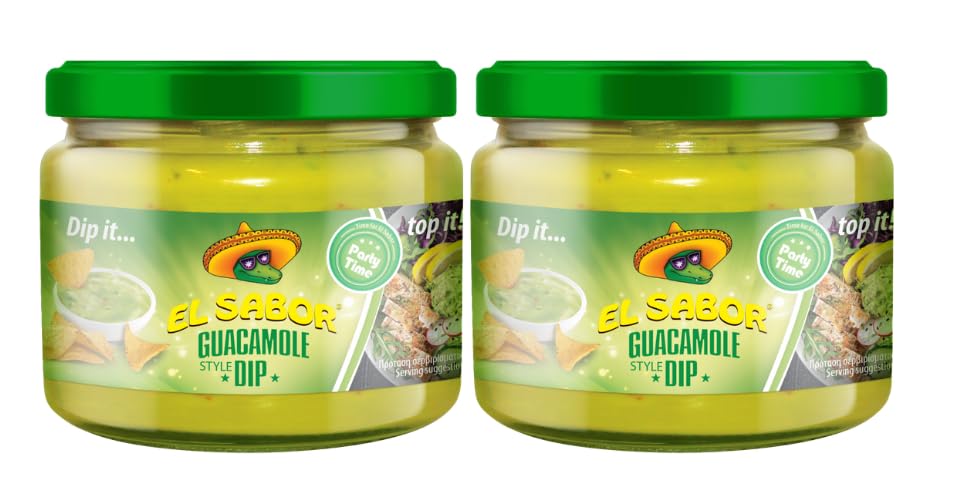 El Sabor Guacamole Style Dip, Party Time, Pack of 2 Jars