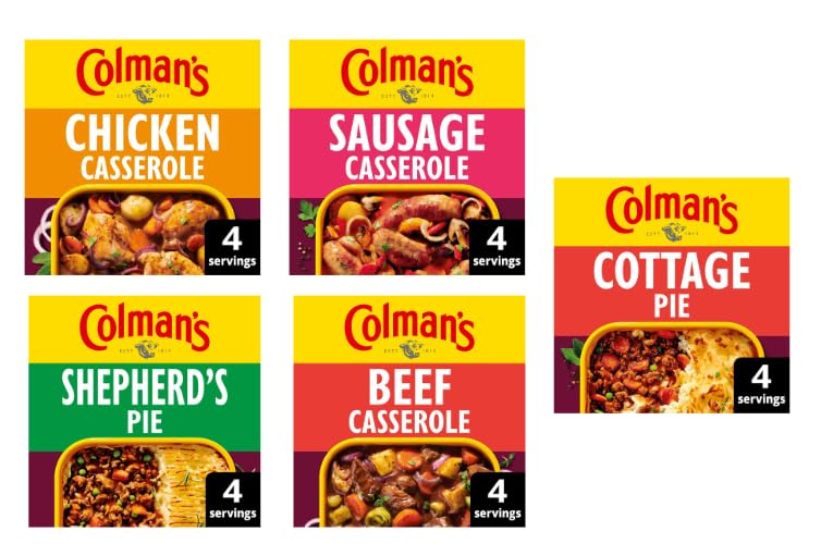 Colman's Casserole Mix Variety Pack, Chicken, Sausage, Beef, Shepherd's Pie, Cottage Pie - (Pack of 5)