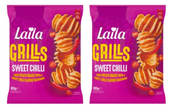 Laila Grills Sweet Chilli Fried Potato Snacks with Sweet Chilli Flavour Seasoning, Pack of 2