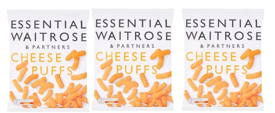 Essential Cheese Puffs Snacks Sharing Crisps 100g, Pack of 3