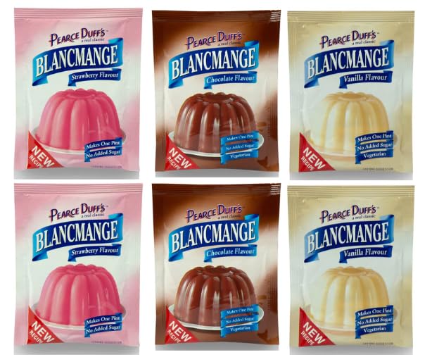 Pearce Duff's Blancmange Dessert Mix, 2xStrawberry, 2xChocolate, 2xVanilla Flavours, 6 Pack