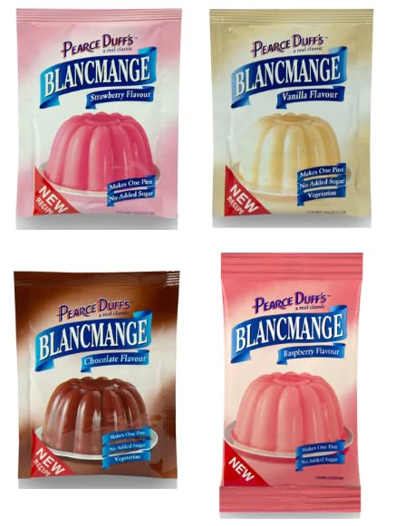 Pearce Duff's Blancmange Dessert Mix, Assorted Flavours, Strawberry, Vanilla, Chocolate, Raspberry - (pack of 4)