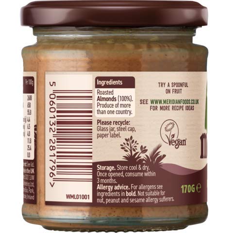 Meridian Almond Butter Smooth 100% Nuts 170g