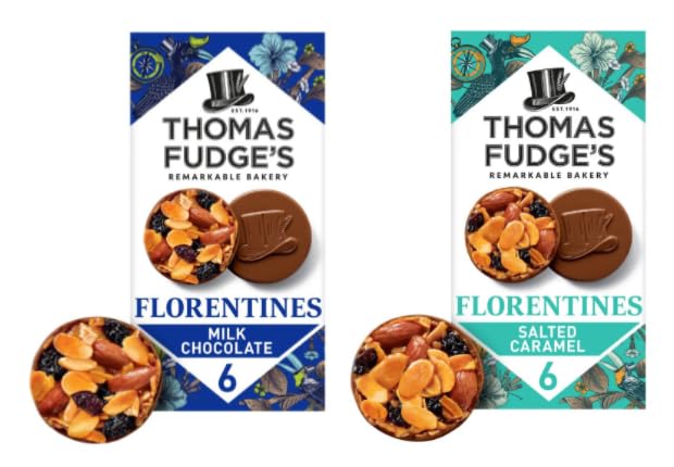 Thomas Fudge's Florentines, Milk Chocolate and Salted Caramel, 6 per Pack, Remarkable Bakery