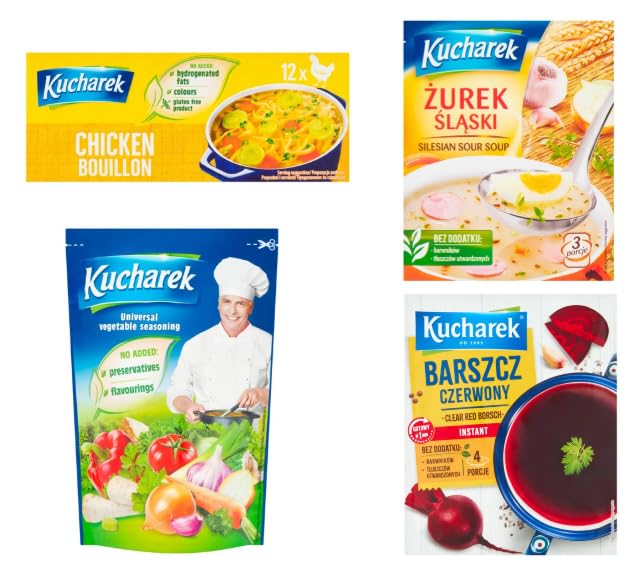 Kucharek Variety Pack, Chicken Bouillon, Żurek Śląski Sour Soup, Barszcz Czerwony, Universal Vegetable Seasoning