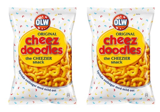 OLW Original cheez doodles, the CHEEZIER Snack, Crunchy Cheese Rings with Mild Cheese - Pack of 2
