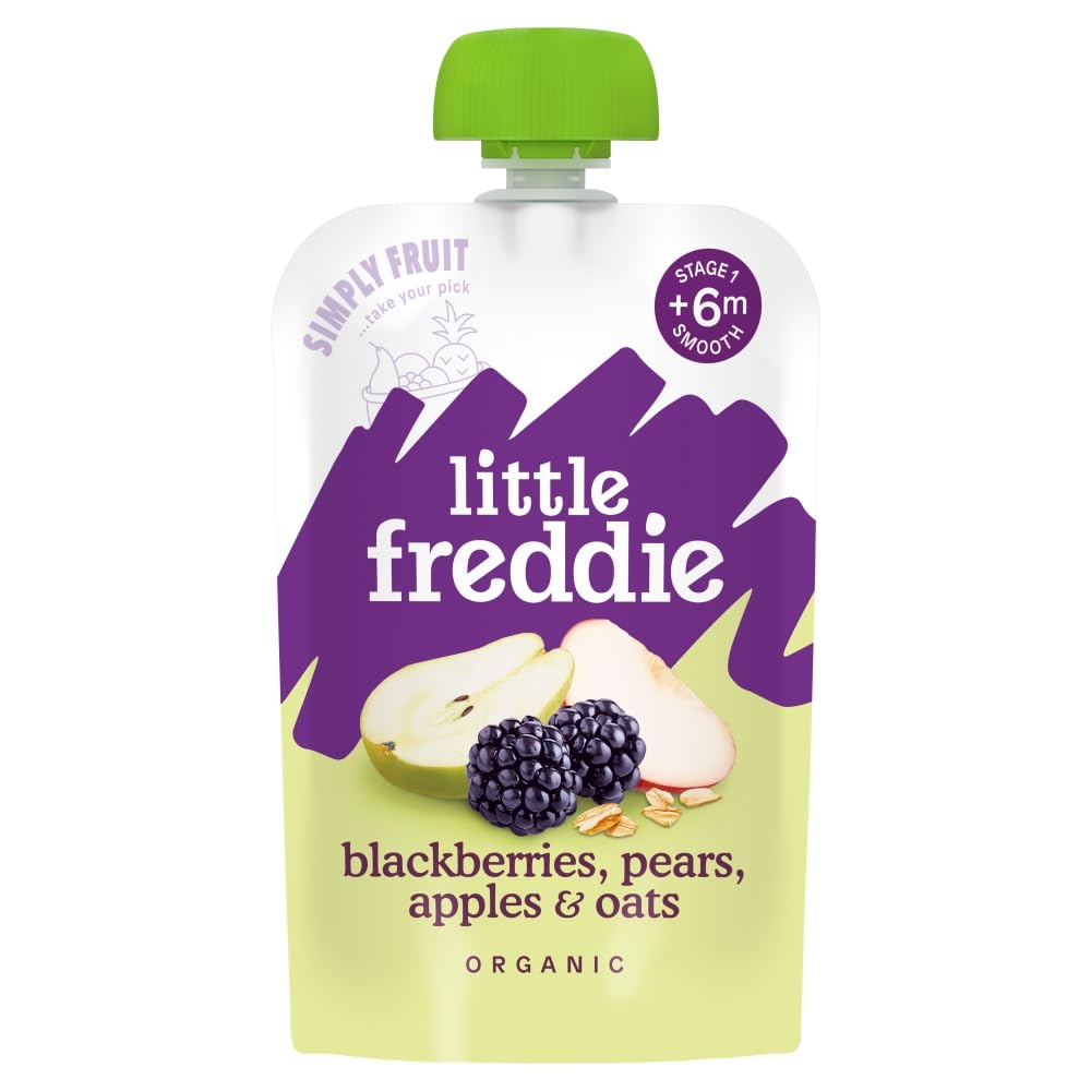 Little Freddie Blackberries, Pear, Apple & Oat Pouch 6 Months+ 100g