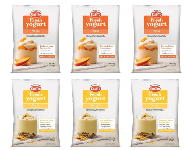 EasiYo Fresh Yogurt Powder Mix, Mango and Banana Flavours